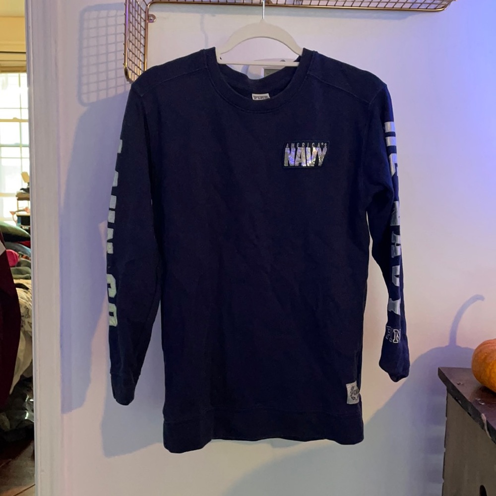XS Oversized US Navy Victorias Secret VS Pink Collegiate Sweatshirt